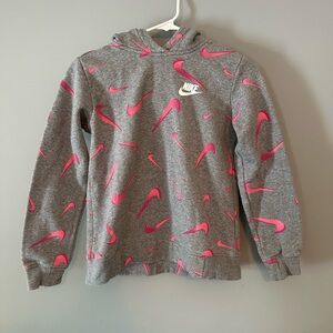 Nike Gray Hoodie with Pink Swooshes